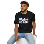 Wake Up Call Graphic Tee — Retro Glitch Text T‑Shirt