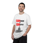 T-Shirt — "CONmen in CONgress" Political Satire Tee with Capitol Graphic