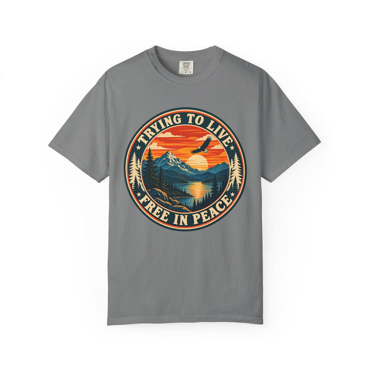 Trying to Live Free in Peace Vintage Mountain T-Shirt