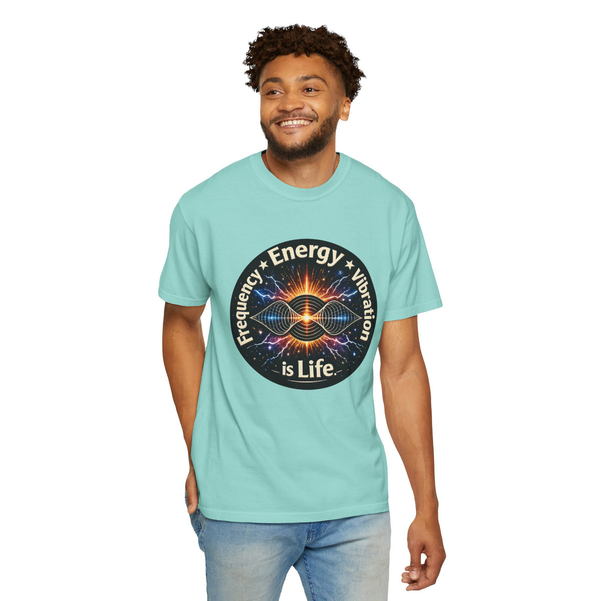 Energy & Vibration T-Shirt — "Frequency is Life" Spiritual Graphic Tee
