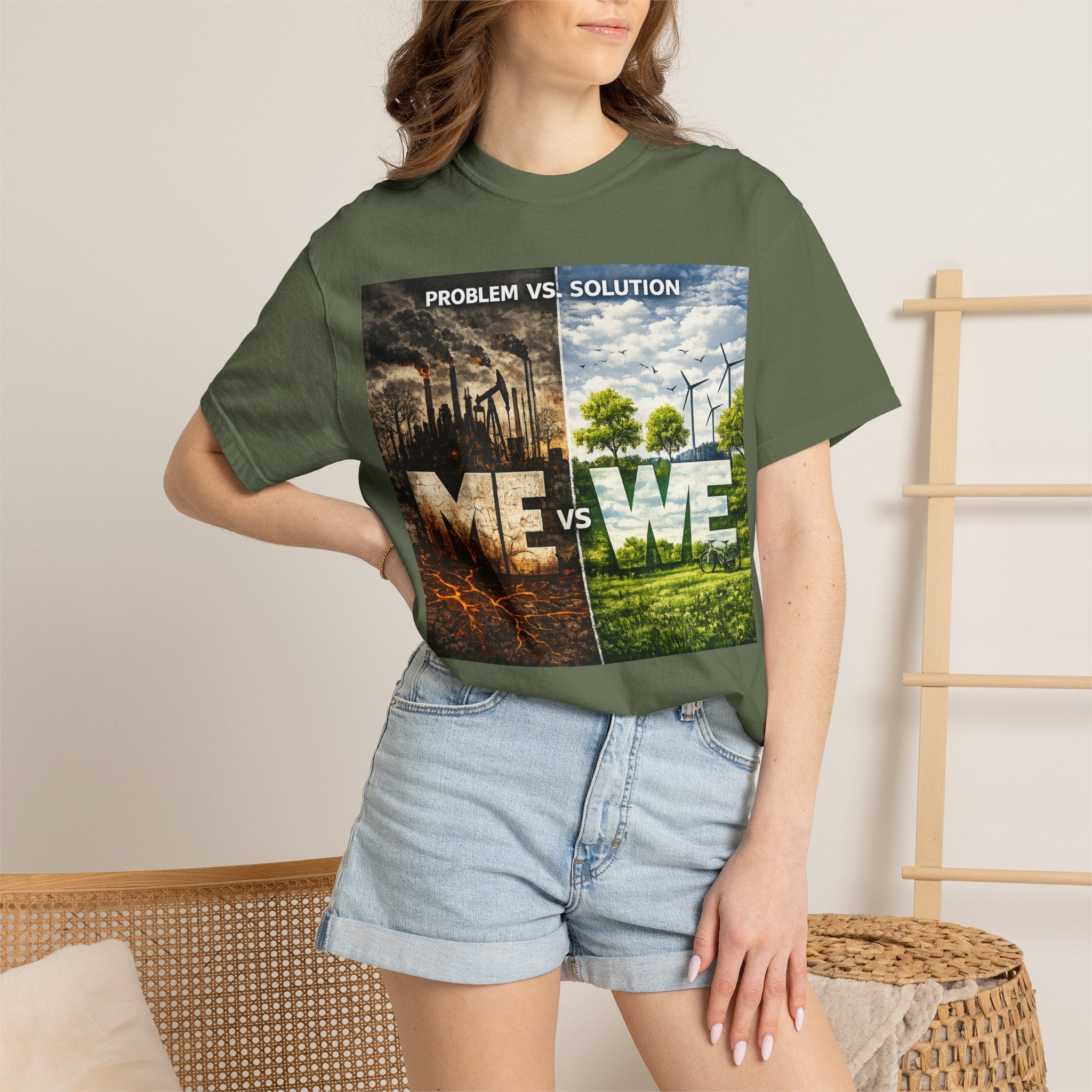 Me vs We Environmental Awareness T-Shirt — Problem vs Solution Graphic Tee