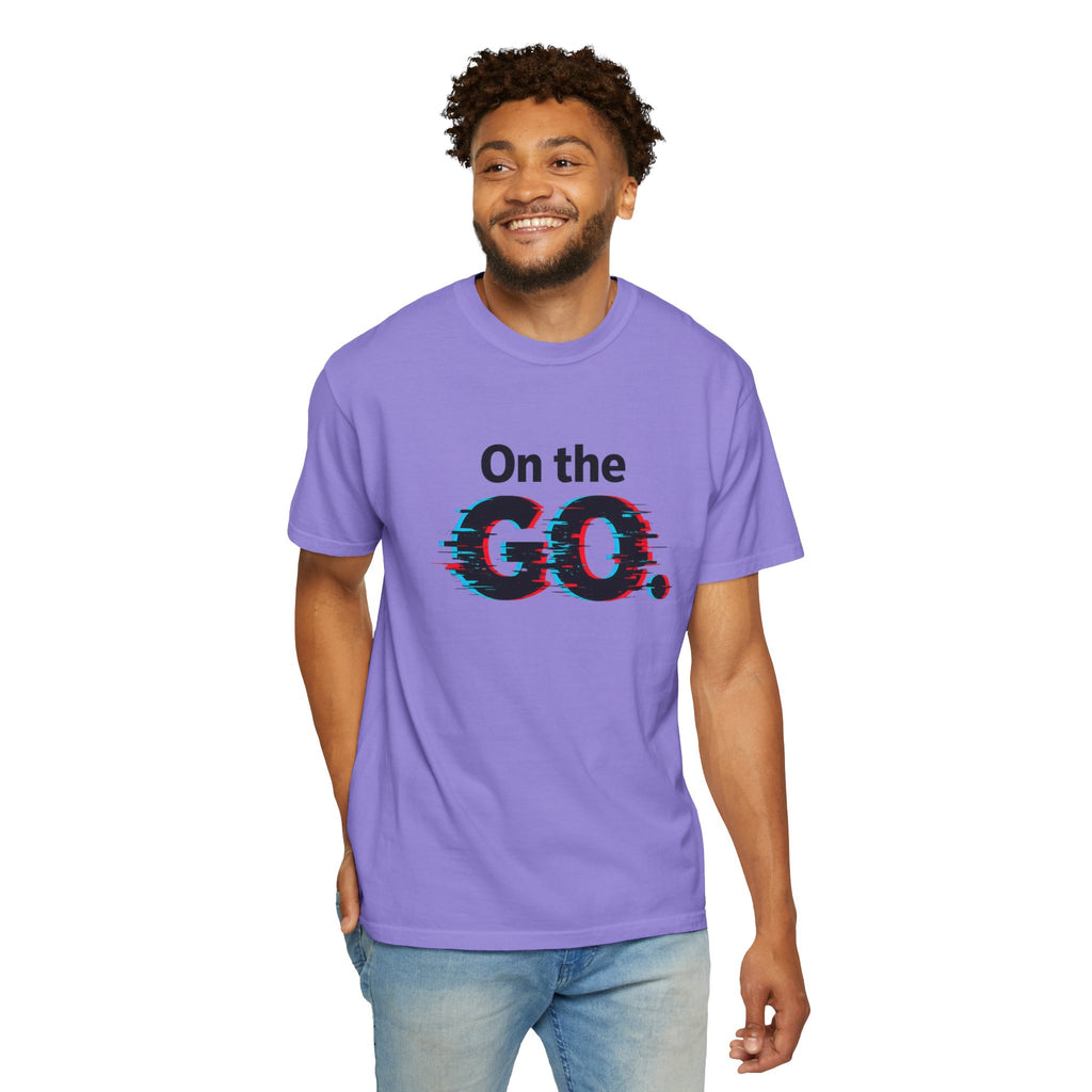 On the GO. Graphic T-Shirt — 'On the GO.' Retro Glitch Travel Tee