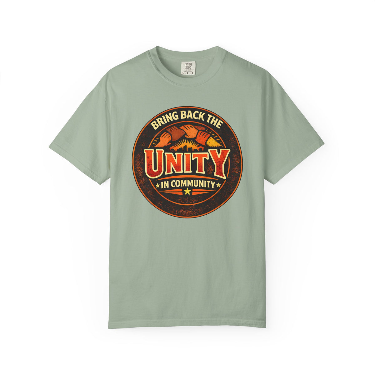 Unity Graphic T-Shirt — "Bring Back the Unity in Community" Vintage Badge Design