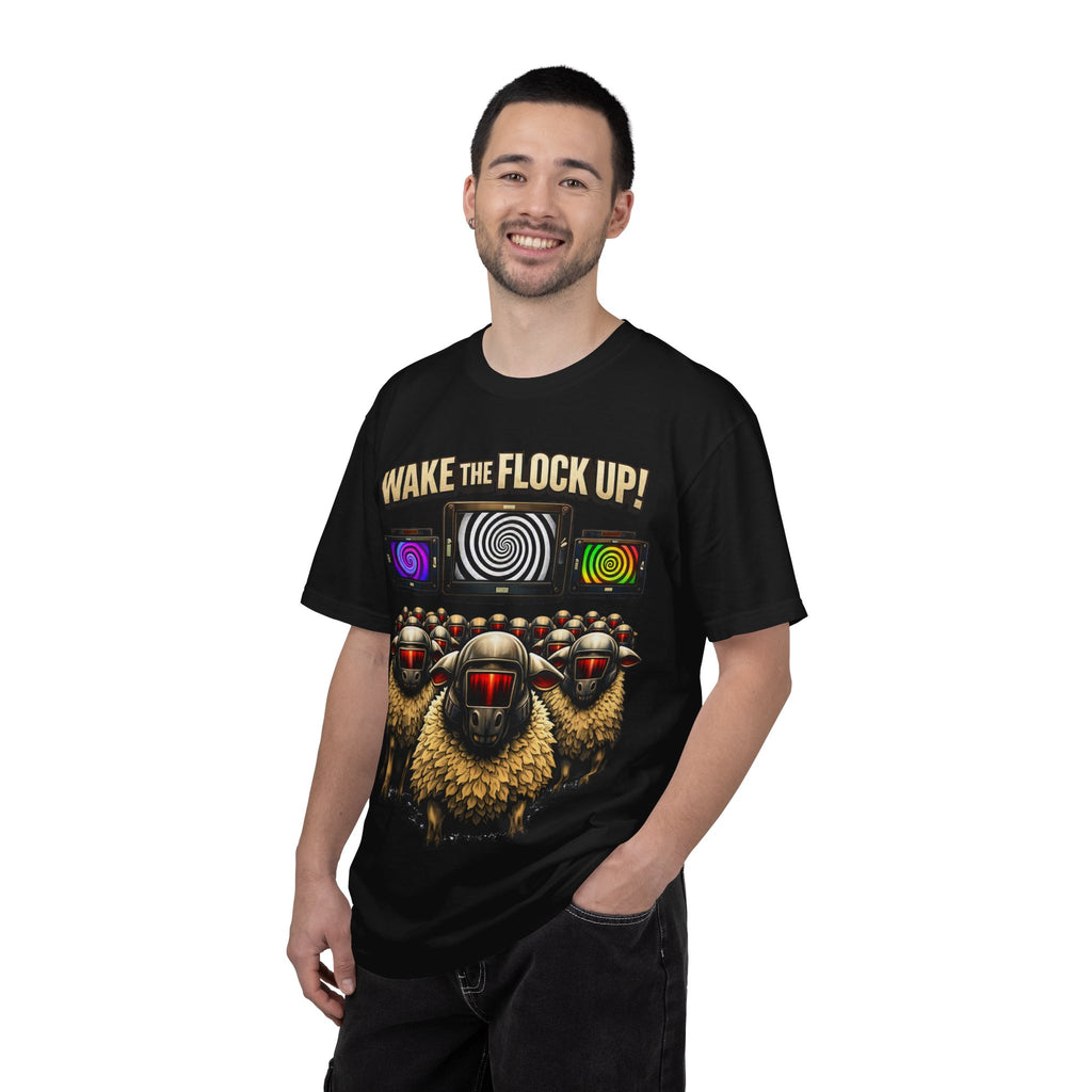 Wake the Flock Up! V3 Hypnotic Sheep Novelty Graphic T-Shirt
