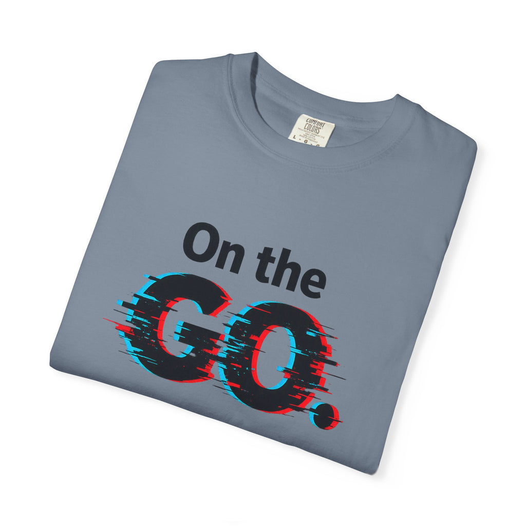 On the GO. Graphic T-Shirt — 'On the GO.' Retro Glitch Travel Tee