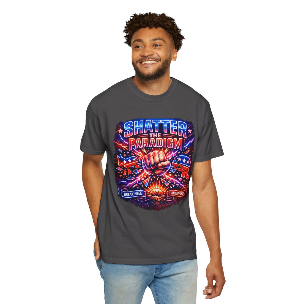 Shatter the Paradigm Graphic T-Shirt — Break Free Fist Design