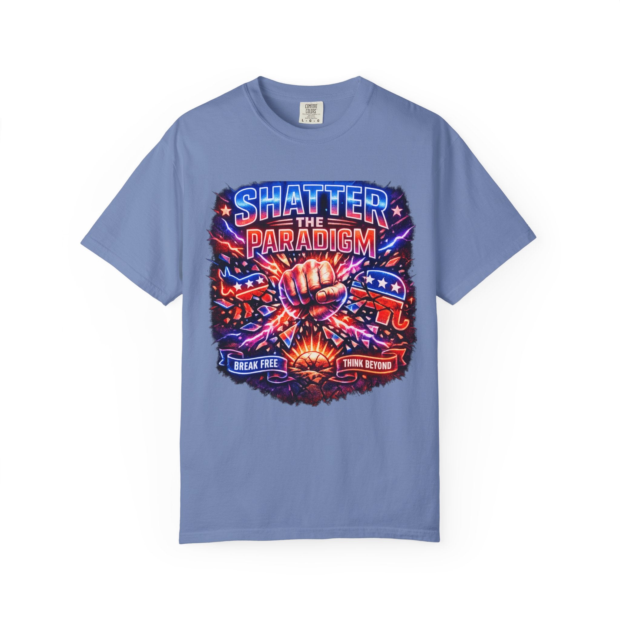 Shatter the Paradigm Graphic T-Shirt — Break Free Fist Design