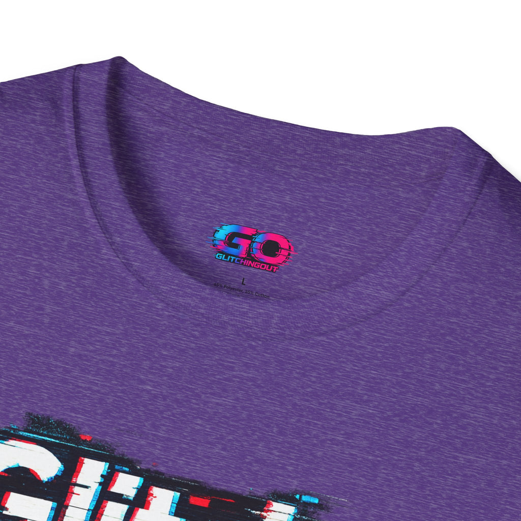 Glitchy Graphic T-Shirt — Retro Glitch Text Tee