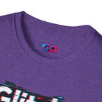Glitchy Graphic T-Shirt — Retro Glitch Text Tee