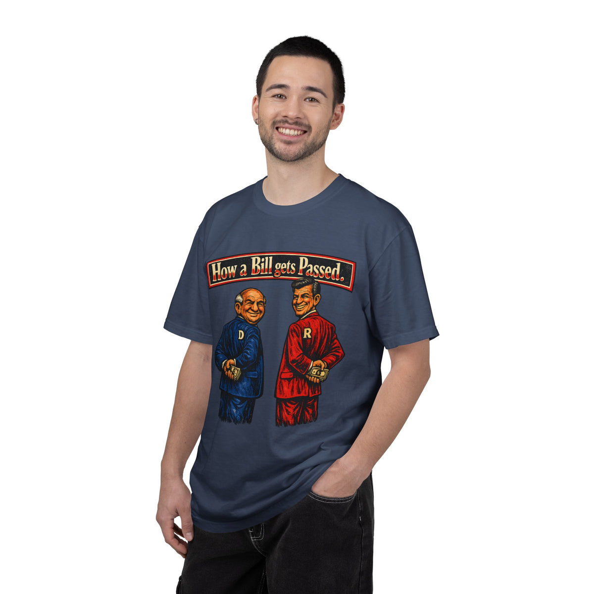 How a Bill Gets Passed Political T-Shirt — Vintage Party Satire Tee