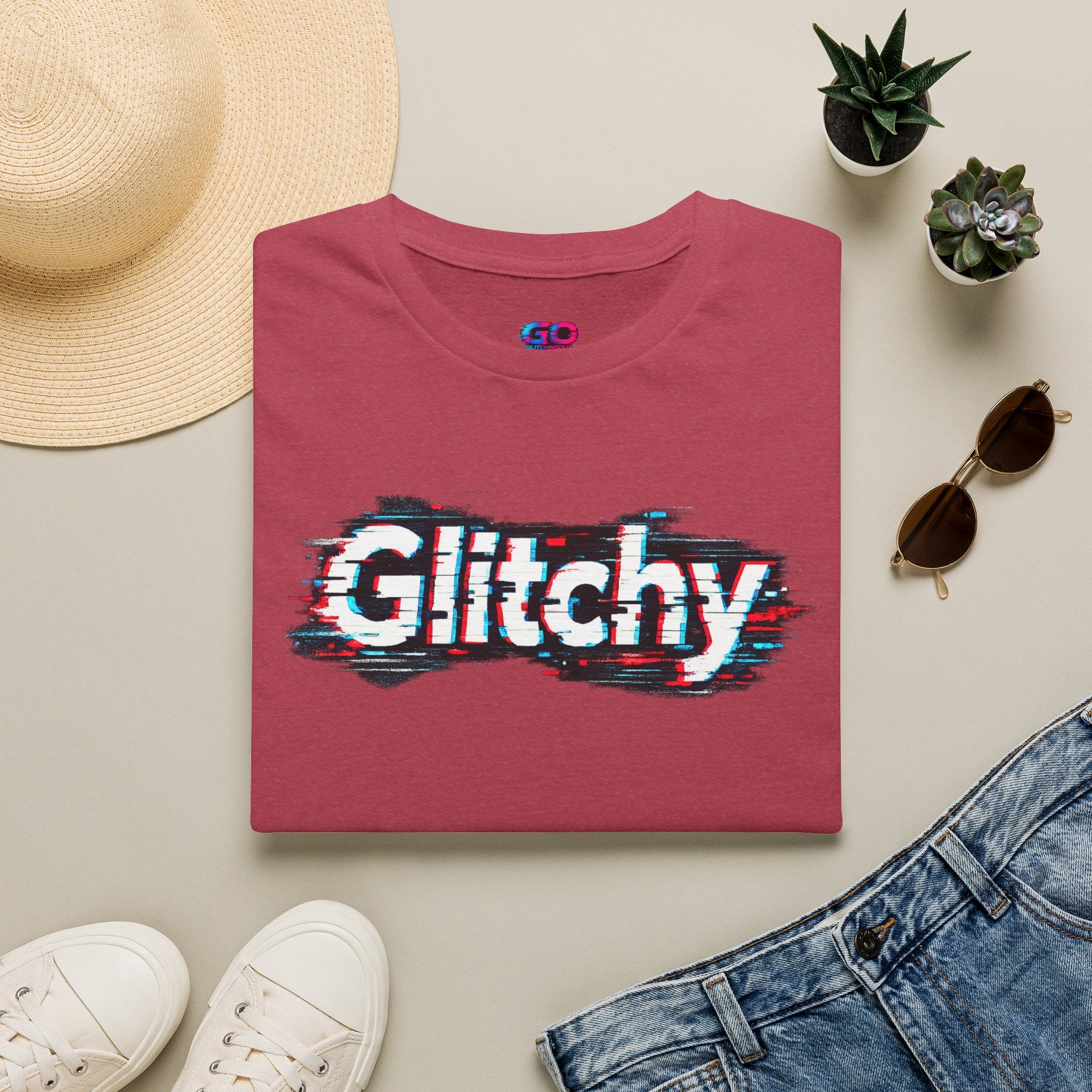 Glitchy Graphic T-Shirt — Retro Glitch Text Tee
