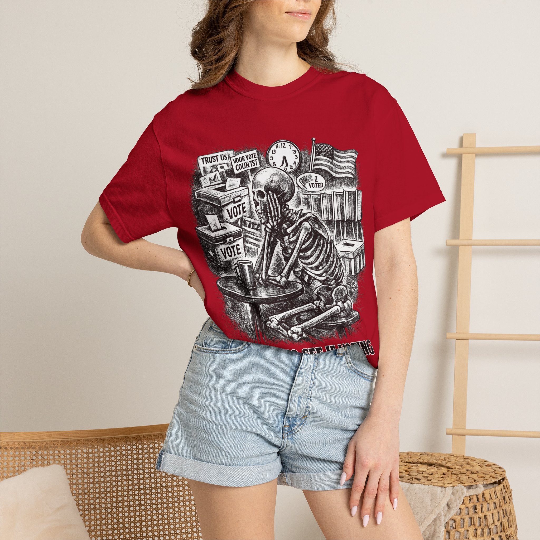 Voting Skeptic Graphic T-Shirt — "Waiting to See If Voting Changes Anything."