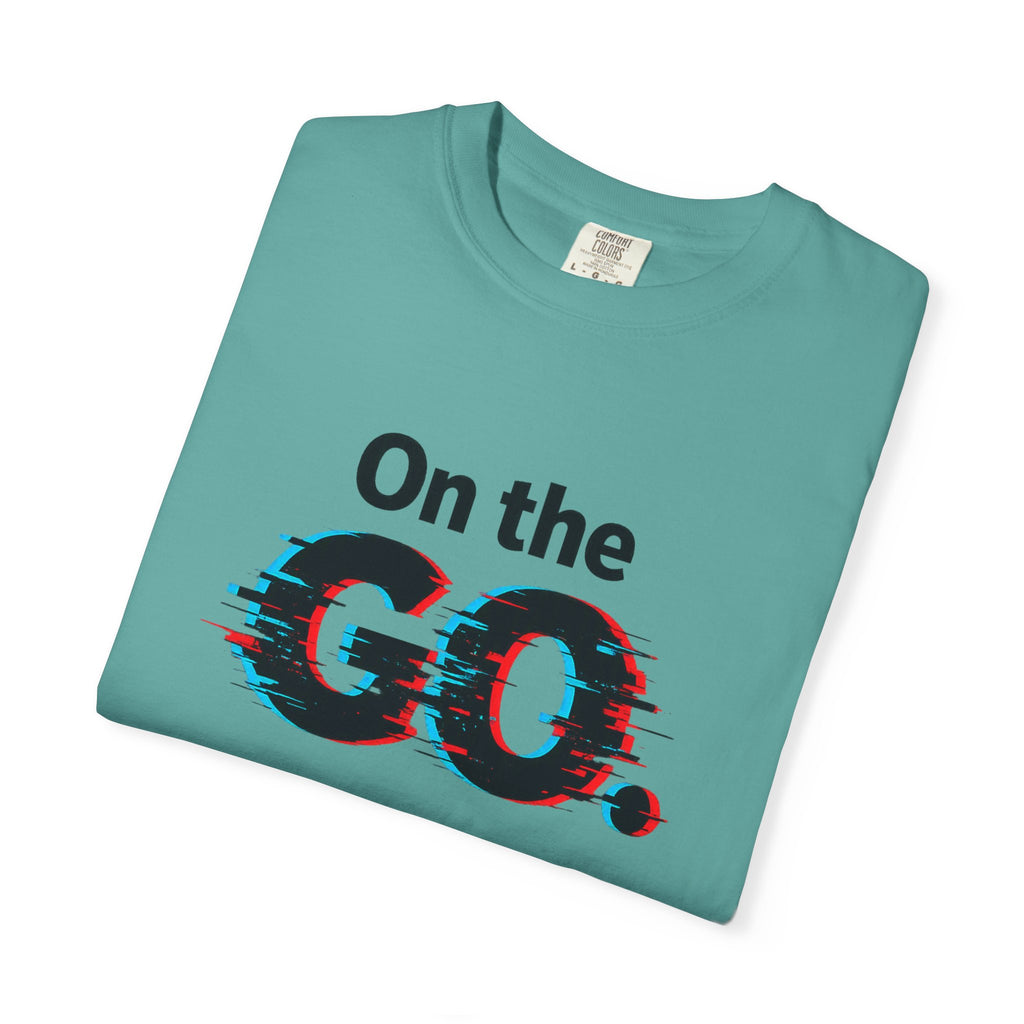 On the GO. Graphic T-Shirt — 'On the GO.' Retro Glitch Travel Tee