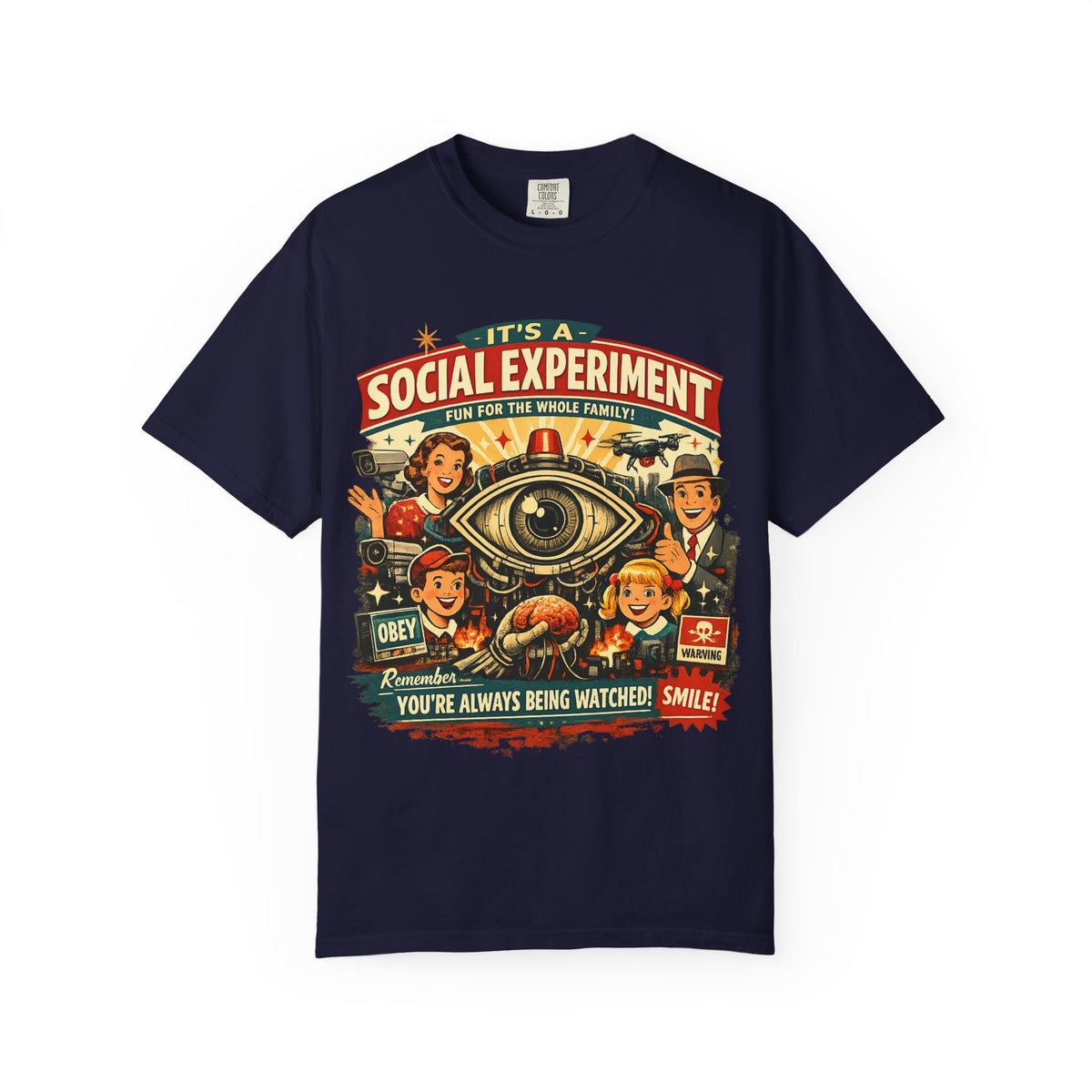 T-Shirt — "It's a Social Experiment" Retro Surveillance Graphic Tee