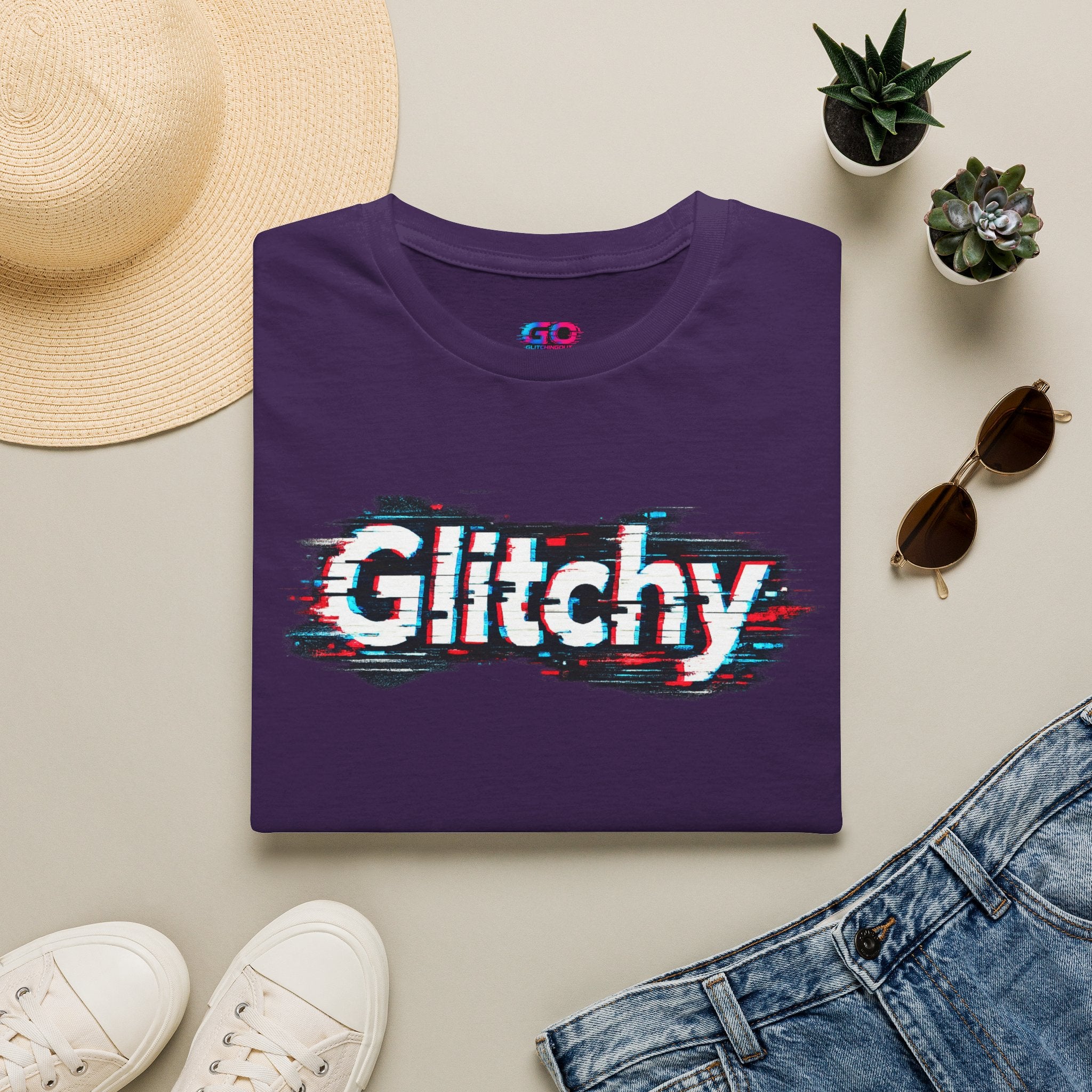 Glitchy Graphic T-Shirt — Retro Glitch Text Tee