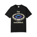 T-Shirt — "I'm conCERNed." Black Hole CERN Physics Science Tee