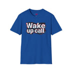 Wake Up Call Graphic Tee — Retro Glitch Text T‑Shirt