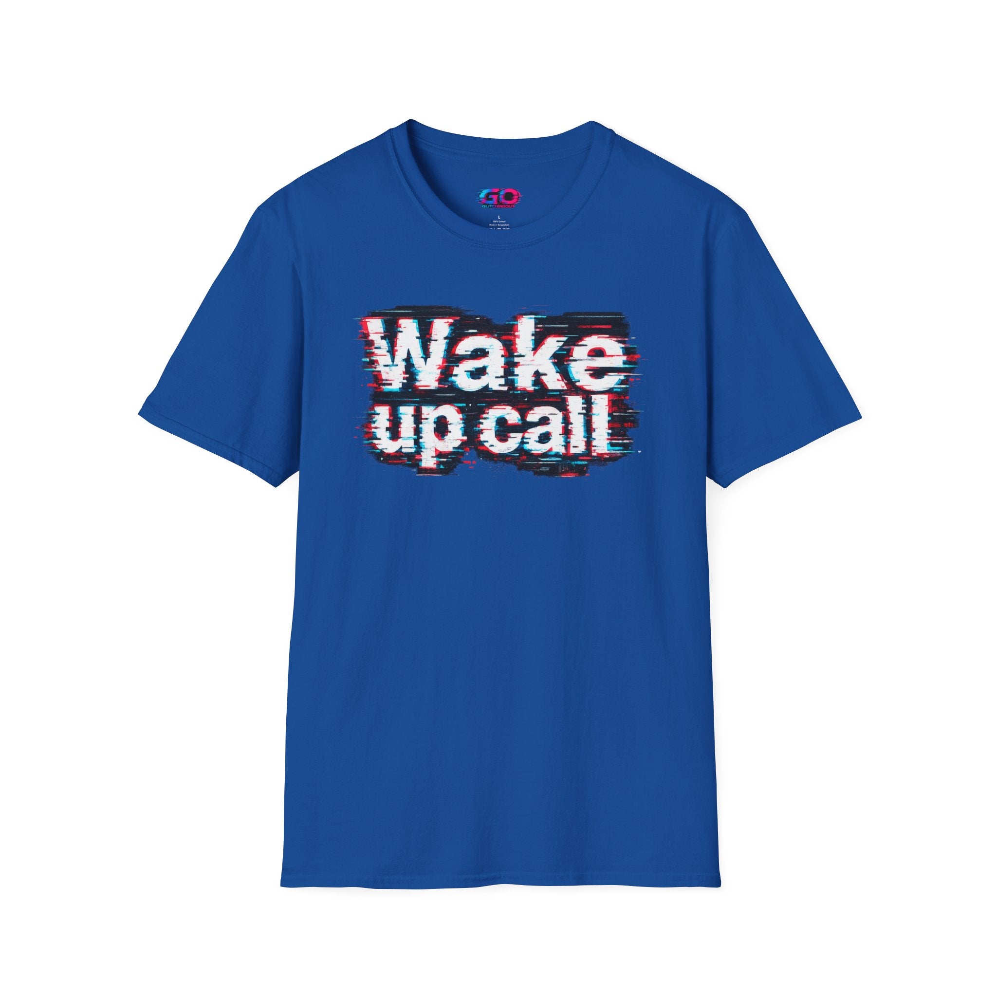 Wake Up Call Graphic Tee — Retro Glitch Text T‑Shirt