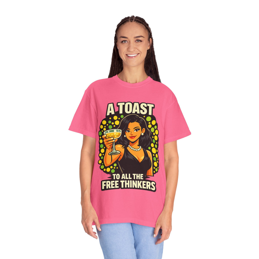 Vintage 'A Toast to All the Free Thinkers' Graphic T-Shirt