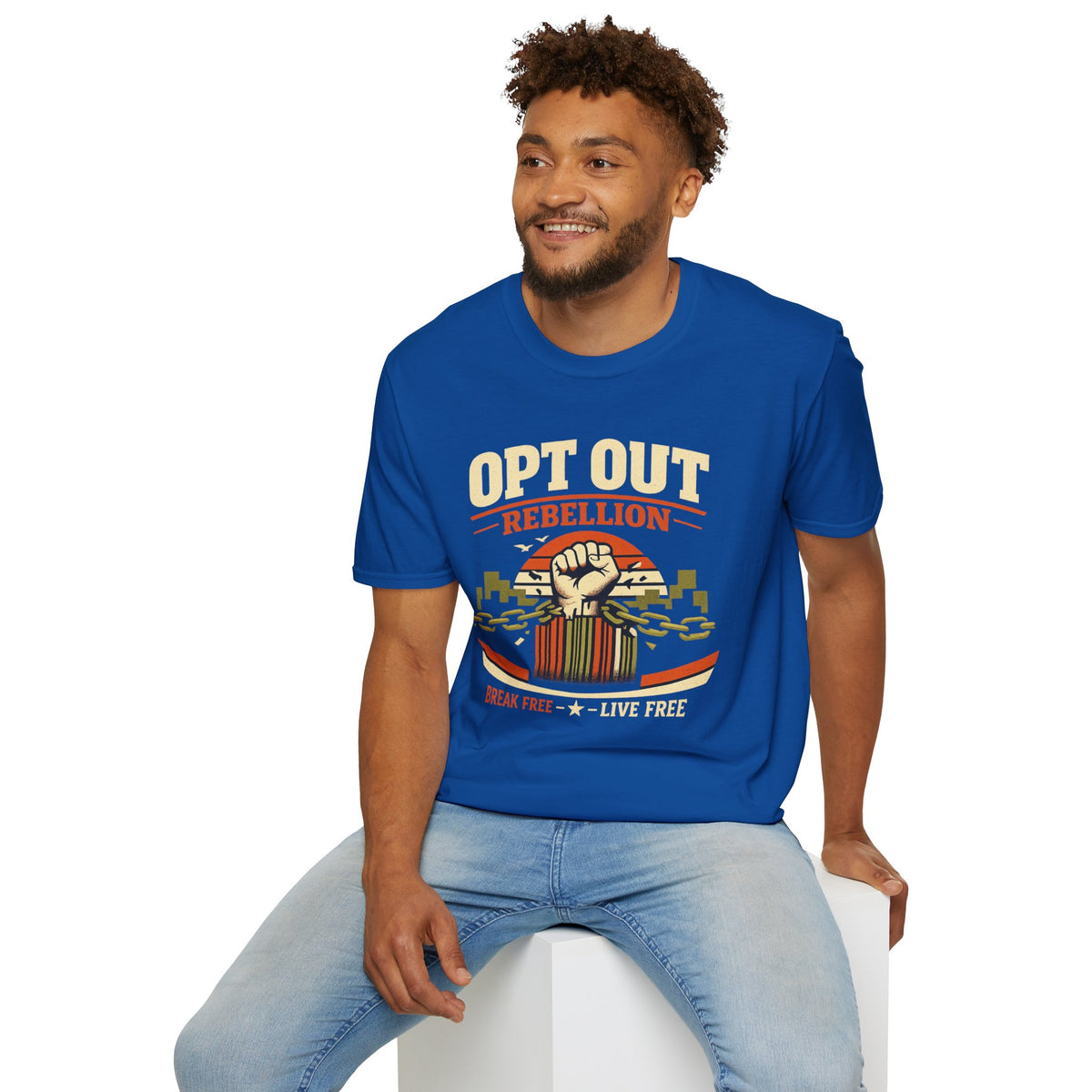 Opt Out Rebellion T-Shirt — "Break Free Live Free" Graphic Tee