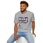 Wake Up Call Graphic Tee — Retro Glitch Text T‑Shirt