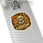 Wake Up & Smell the Corruption Kiss-Cut Sticker — Skull Coffee Retro Vinyl Decal