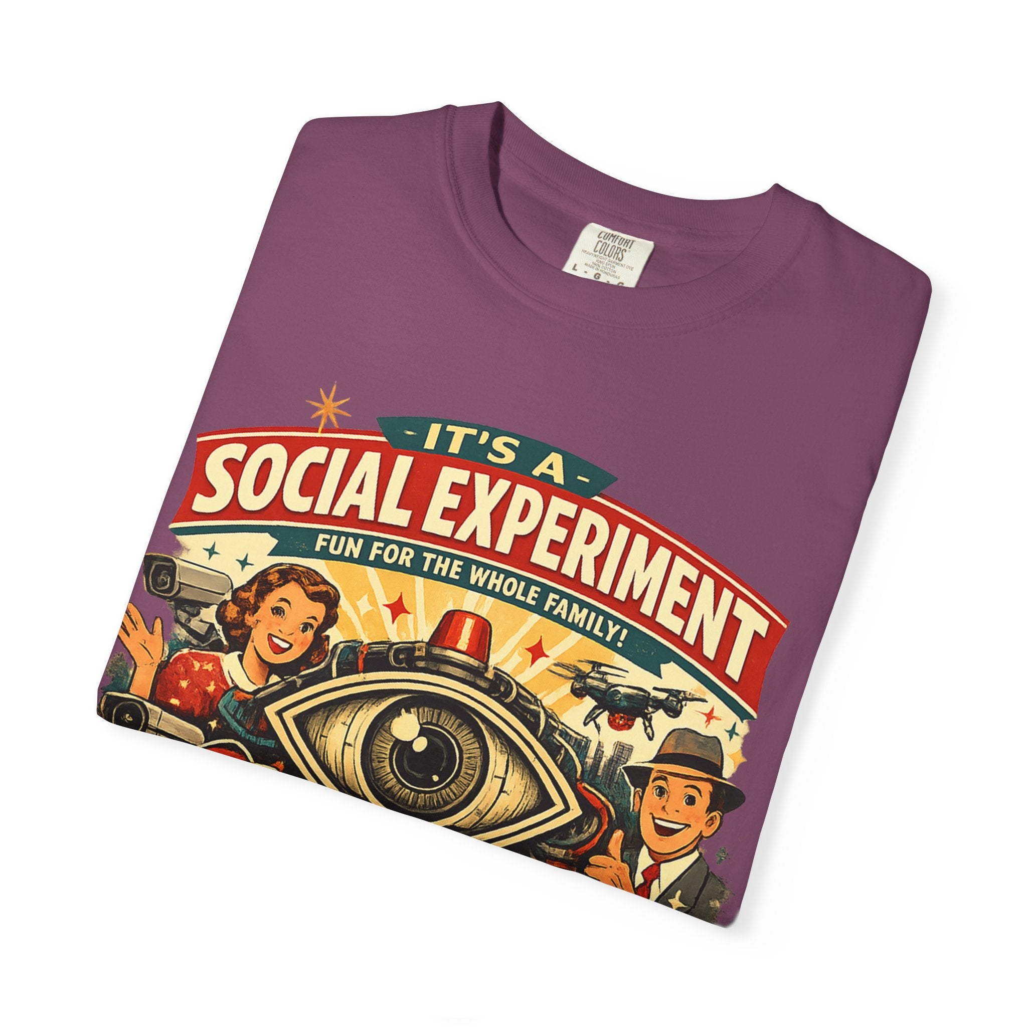 T-Shirt — "It's a Social Experiment" Retro Surveillance Graphic Tee