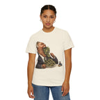 Money Greed Cartoon T-Shirt — Satirical Businessman Eating Cash Tee