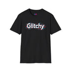 Glitchy Graphic T-Shirt — Retro Glitch Text Tee