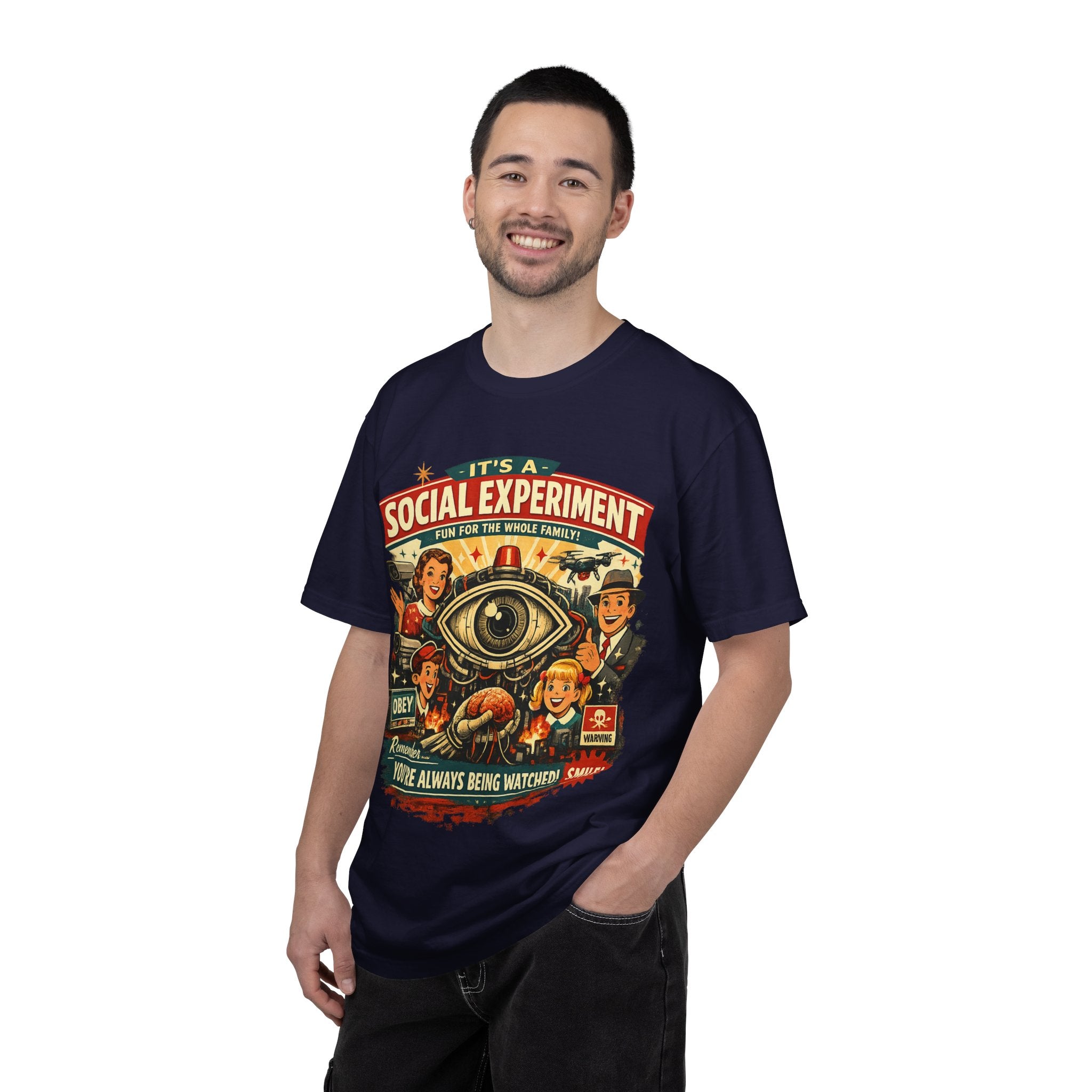 T-Shirt — "It's a Social Experiment" Retro Surveillance Graphic Tee