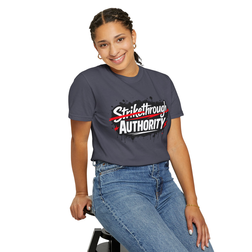 T-Shirt — “Strikethrough Authority” Graphic Tee | Bold Streetwear Protest Design