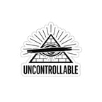 Uncontrollable Eye Pyramid Die-Cut Sticker — Bold Red Slash Illuminati-Inspired Decal