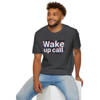 Wake Up Call Graphic Tee — Retro Glitch Text T‑Shirt