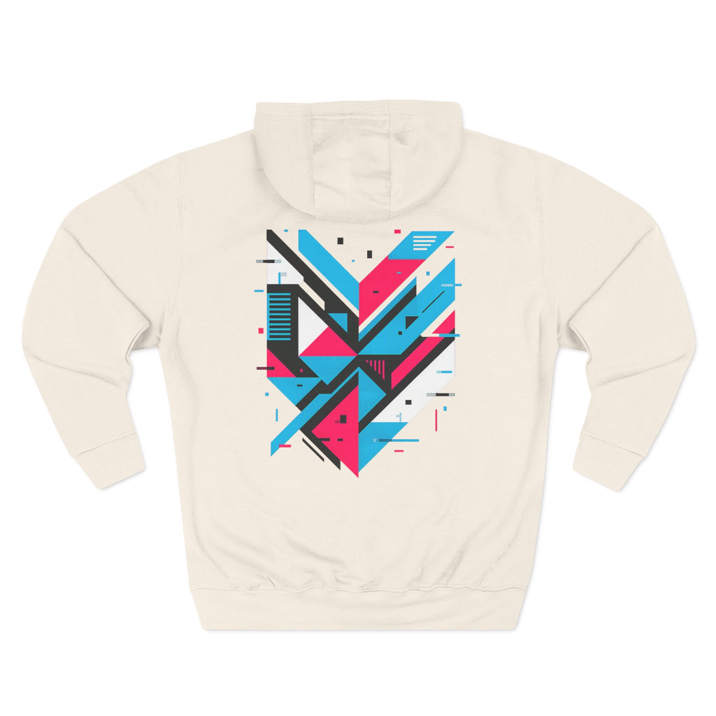 Glitching Out Hoodie — Retro Cyber Geometric Graphic Fleece Hoodie