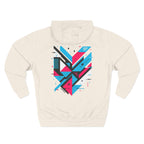 Glitching Out Hoodie — Retro Cyber Geometric Graphic Fleece Hoodie