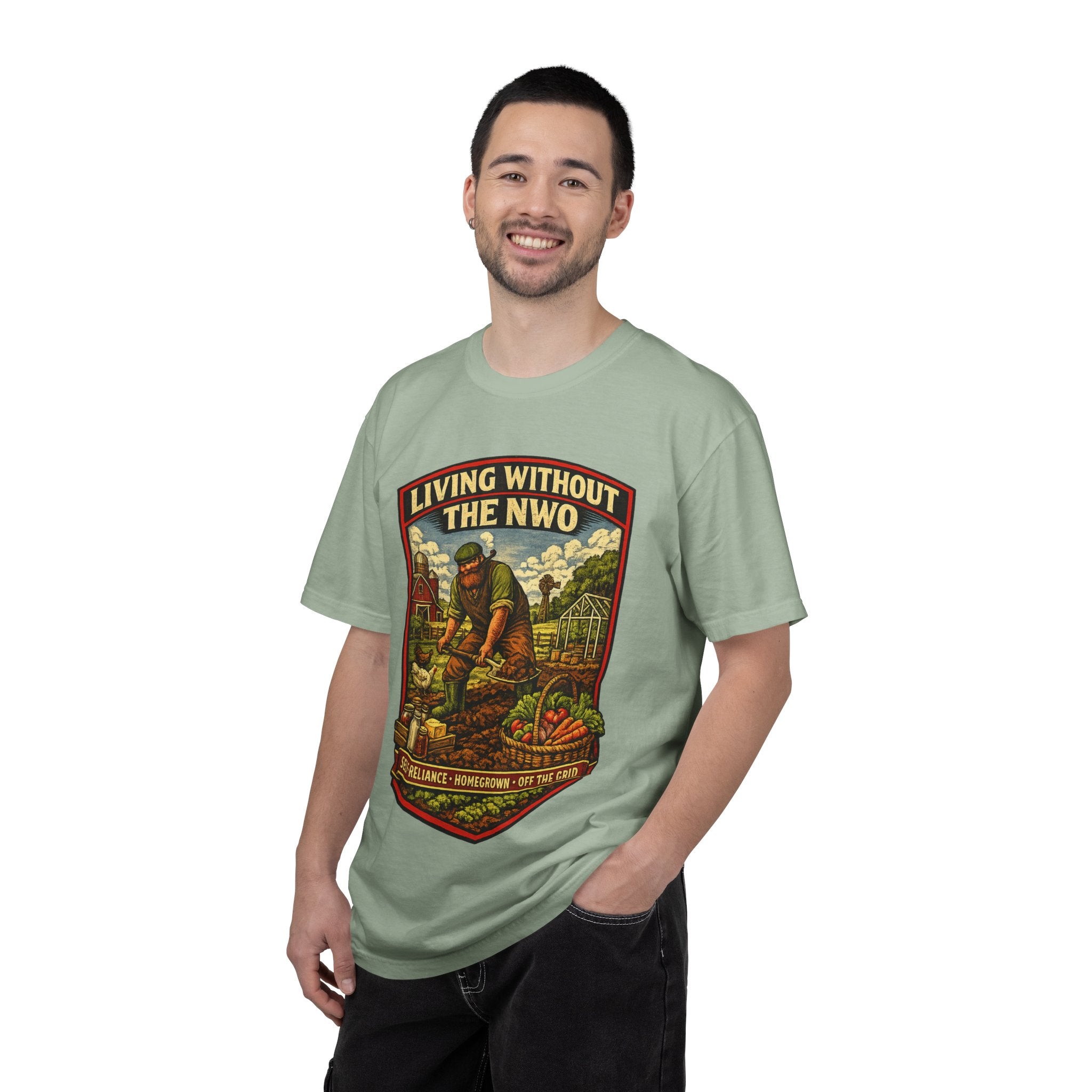"Living Without the NWO" Gardening Vintage Graphic T-Shirt