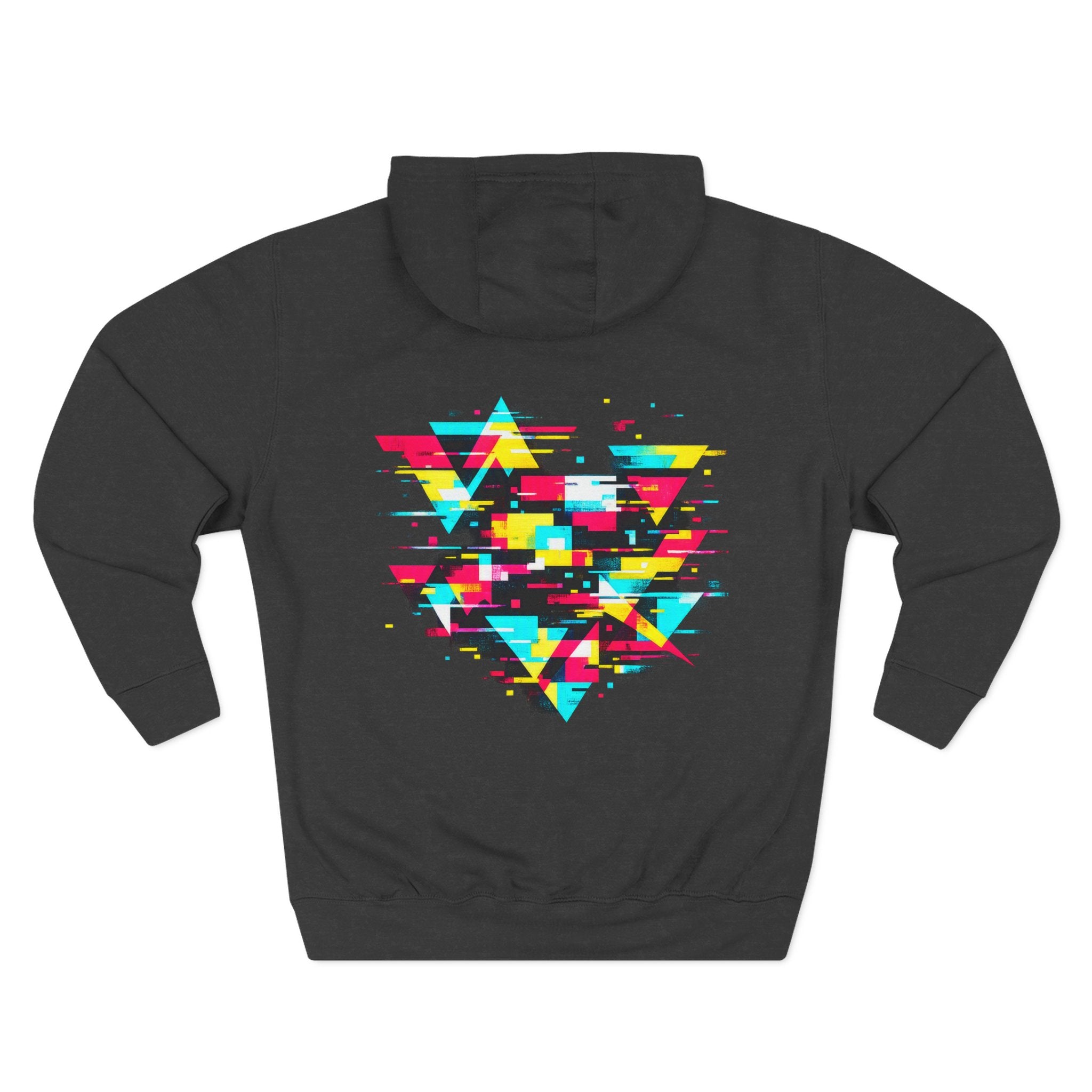 Retro Vaporwave Geometric Graphic ‘Glitching Out’ Fleece Hoodie