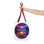 Spiritual Galaxy Tote Bag - "I'm one with the source. The source is with me." Cosmic Meditation Tote