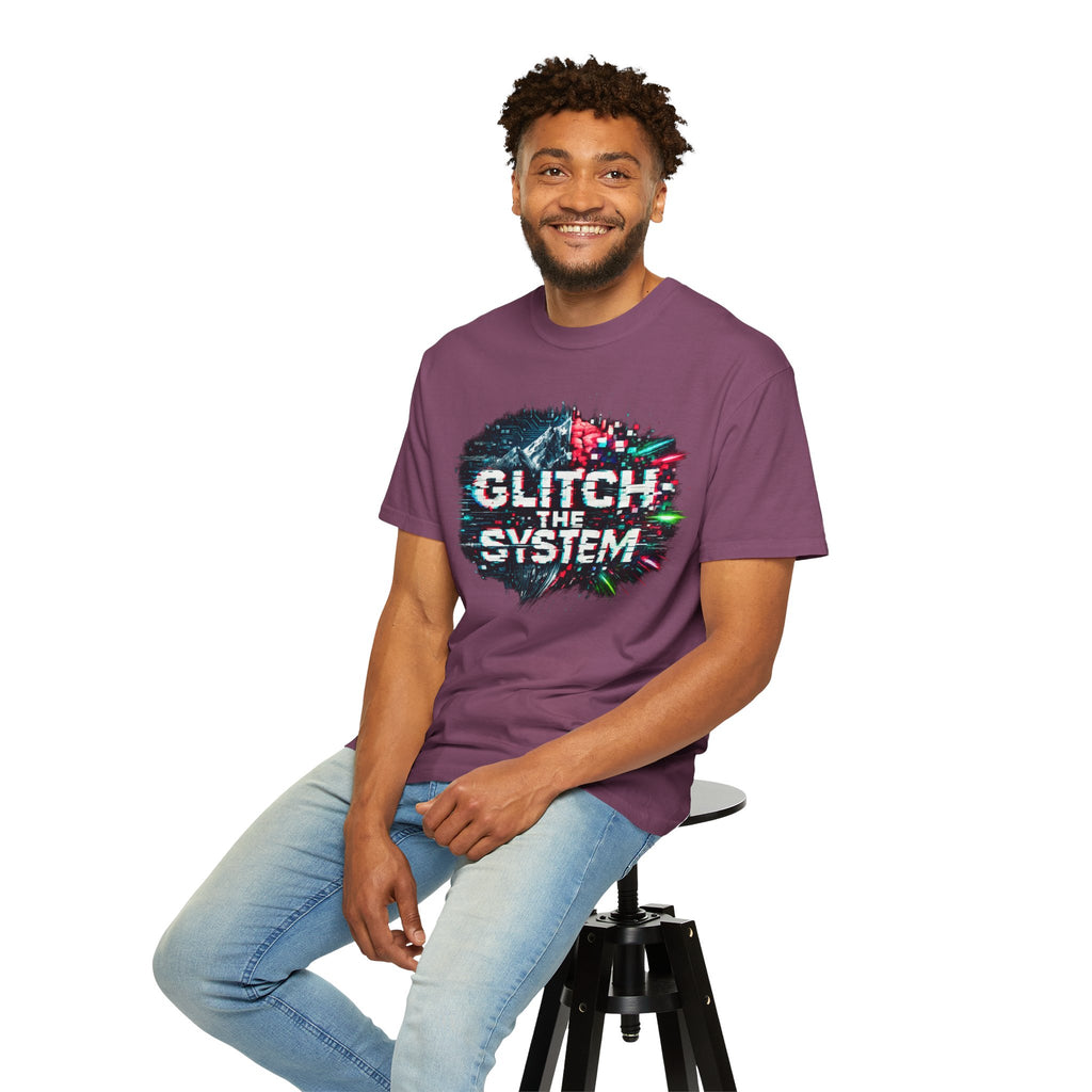 Glitch The System V3 Graphic Tee — Retro Cyberpunk Distressed Design