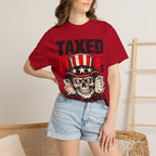 Taxed to Death T-Shirt — Patriotic Skull Tax Humor Tee