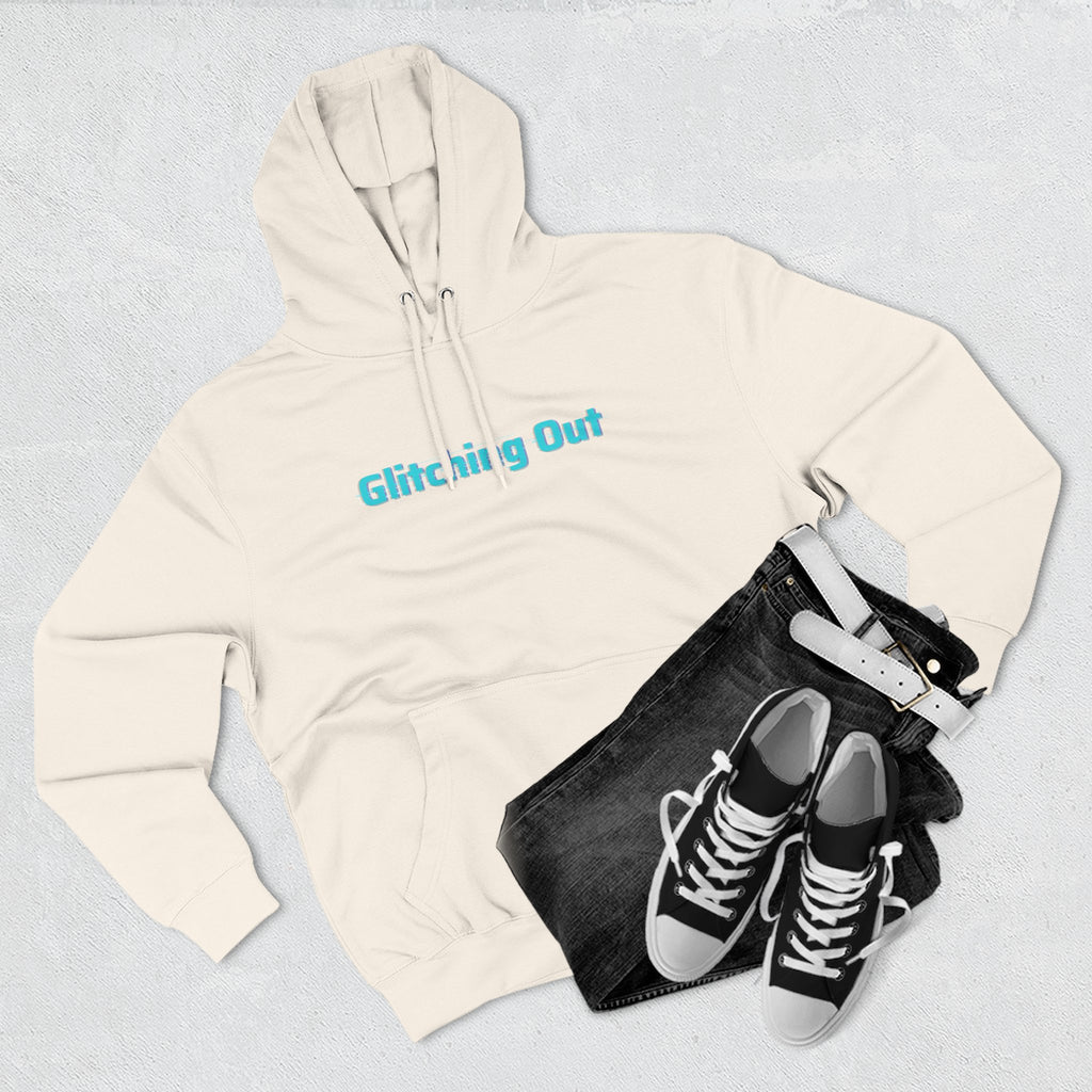 Glitching Out Hoodie — Retro Cyber Geometric Graphic Fleece Hoodie