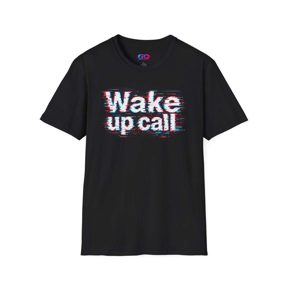 Wake Up Call Graphic Tee — Retro Glitch Text T‑Shirt