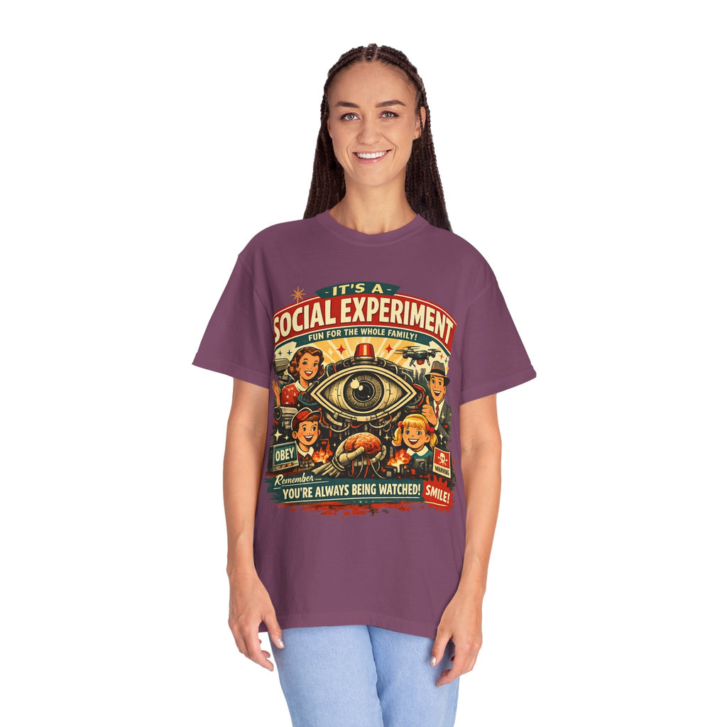 T-Shirt — "It's a Social Experiment" Retro Surveillance Graphic Tee