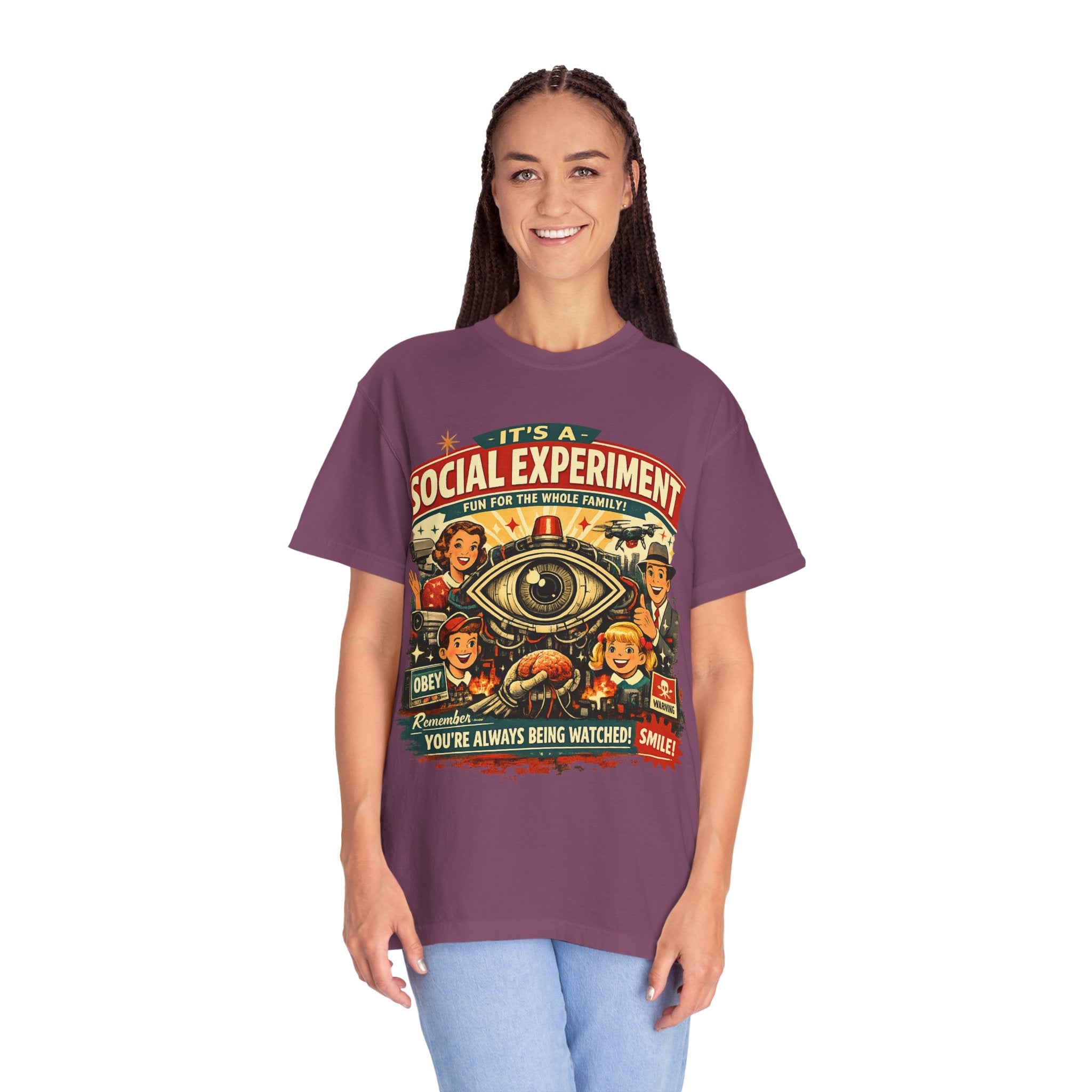 T-Shirt — "It's a Social Experiment" Retro Surveillance Graphic Tee