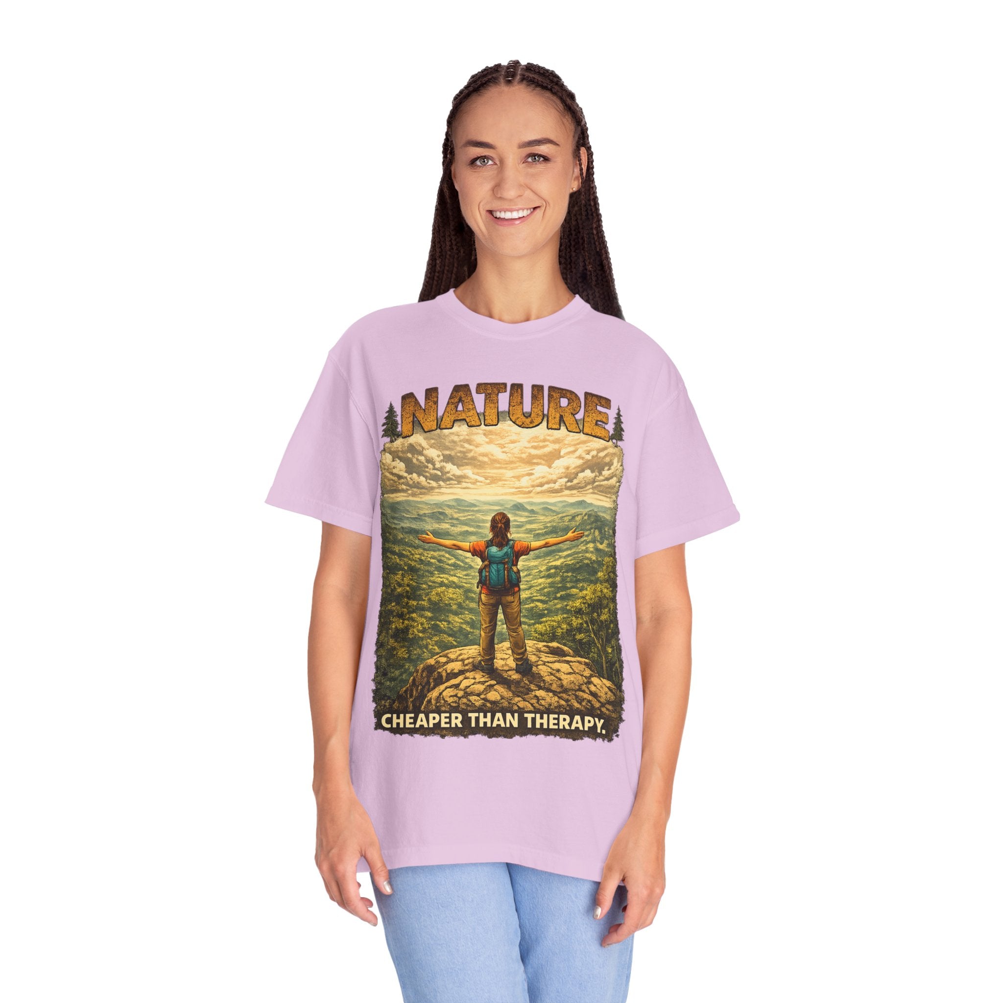 Nature Cheaper Than Therapy T-Shirt — Hiking Outdoors Graphic Tee
