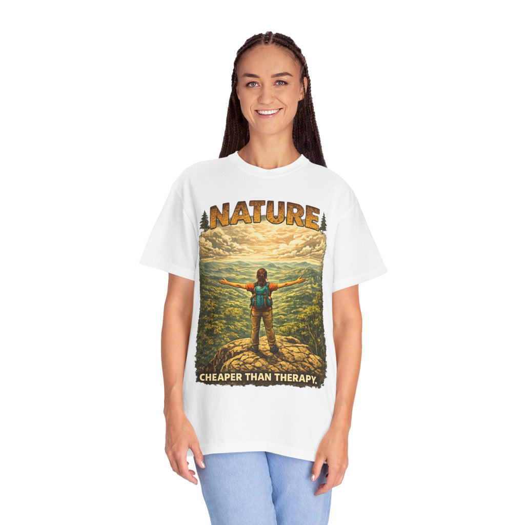 Nature Cheaper Than Therapy T-Shirt — Hiking Outdoors Graphic Tee
