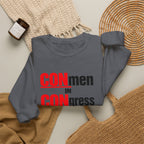 Political Crewneck Sweatshirt — "CONmen in CONgress" Capitol Design
