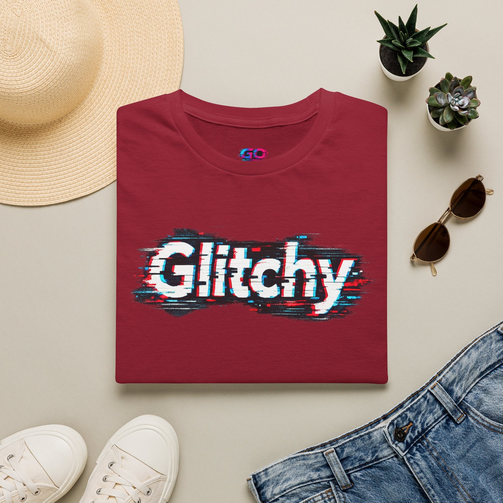 Glitchy Graphic T-Shirt — Retro Glitch Text Tee