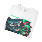 GlitchingOut Mountain Landscape T-Shirt — Retro Glitch Nature Graphic Tee