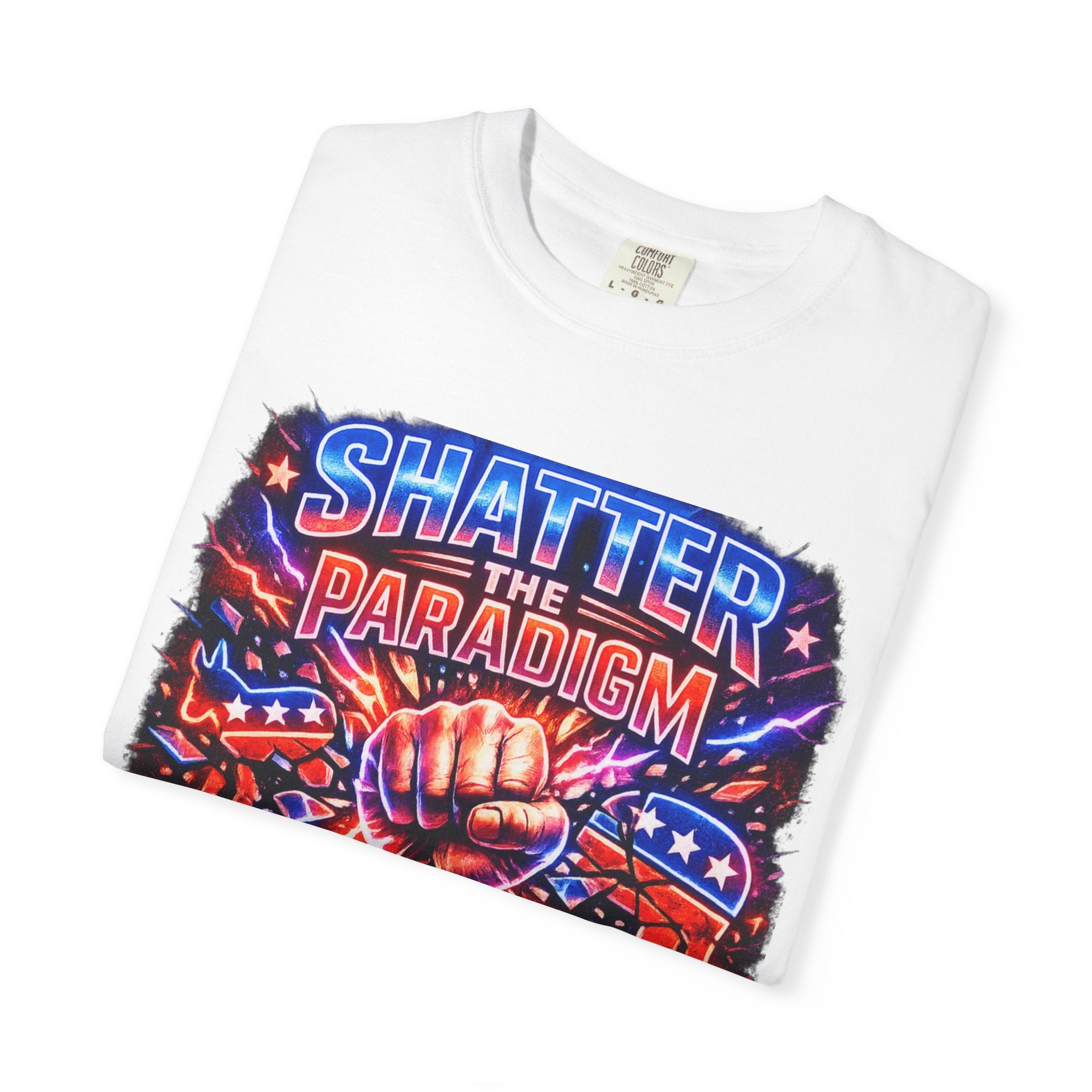 Shatter the Paradigm Graphic T-Shirt — Break Free Fist Design